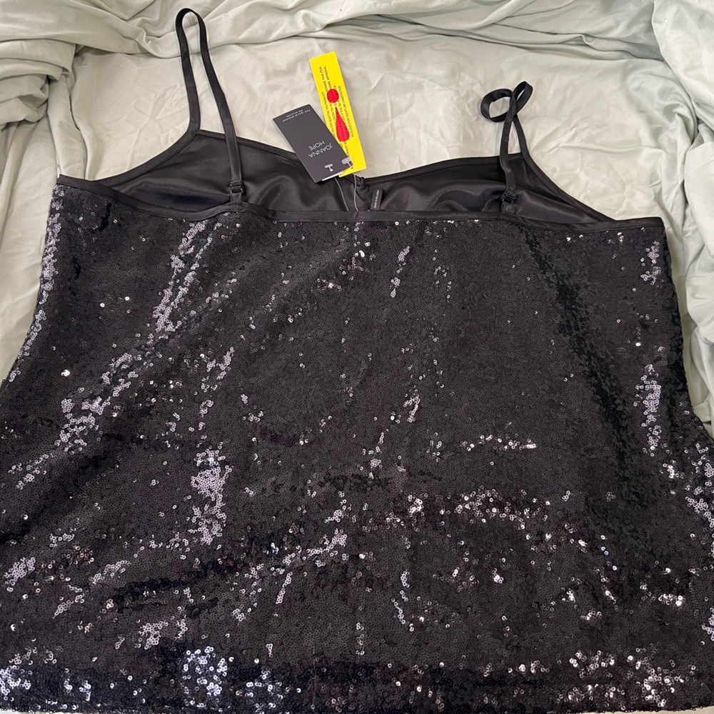 Black Sequin Tank Top Plus Size 22 Joanna Hope